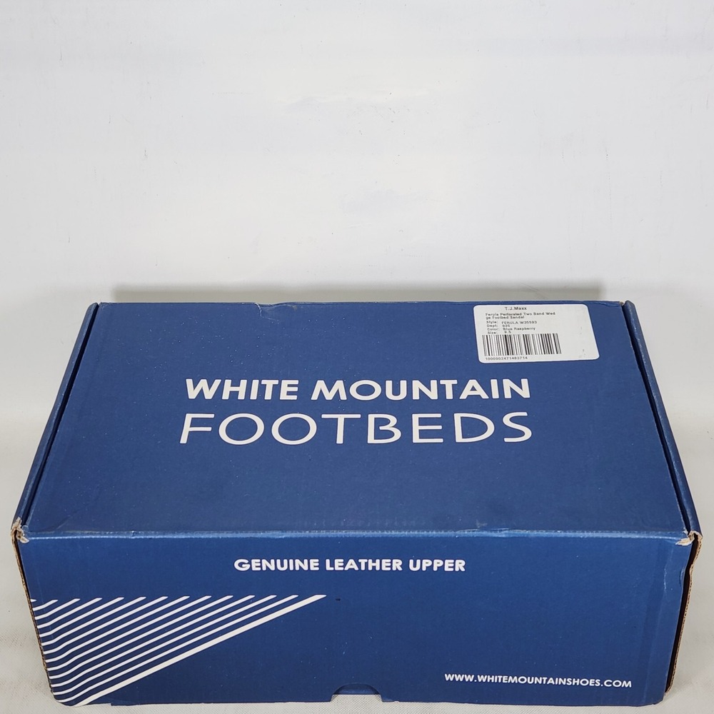 White Mountain Sandals Women Size 9.5 Blue Raspberry Ferula Leather Wedge Slide - Picture 7 of 8